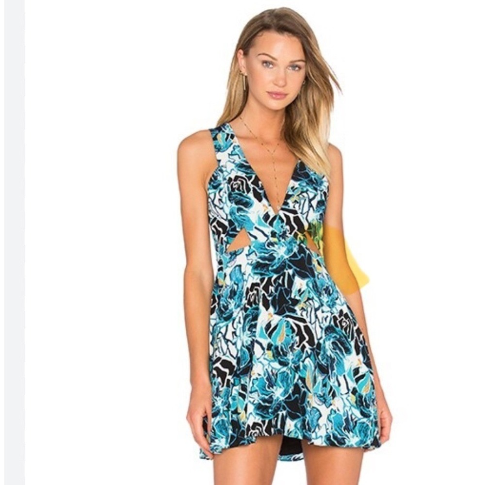 X Naven Twins Ask Me Out Mini Dress in Painted Floral Print cutouts womens M - Picture 3 of 8